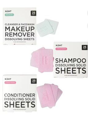 NIGHT Shampoo Conditioner Face Wash Sheets 75 ct